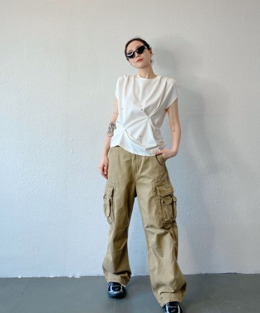 Khaki Cargo Pants #250405